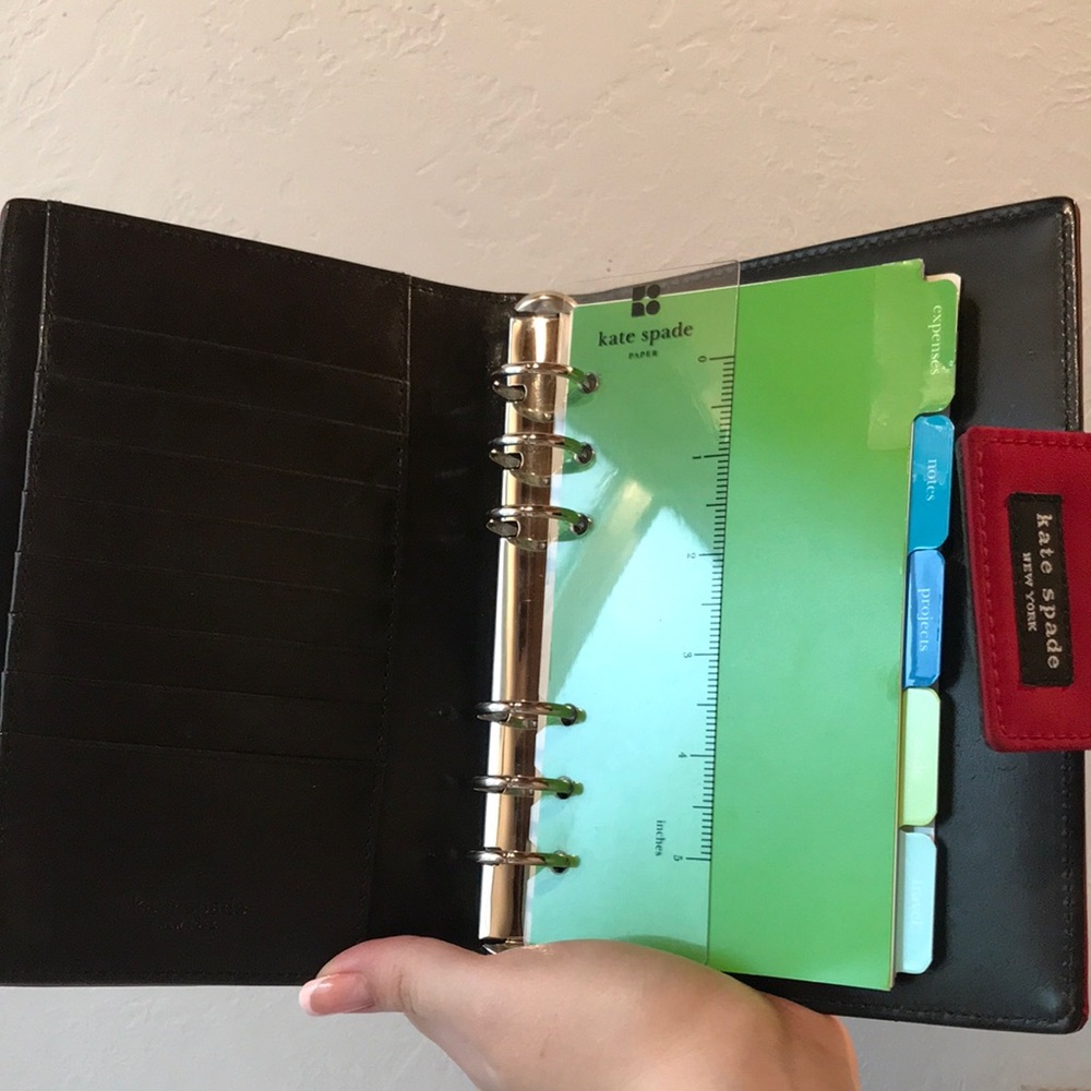 RARE Vintage Kate Spade Red Nylon Agenda Personal Planner Mini Binder - Picture 7 of 11